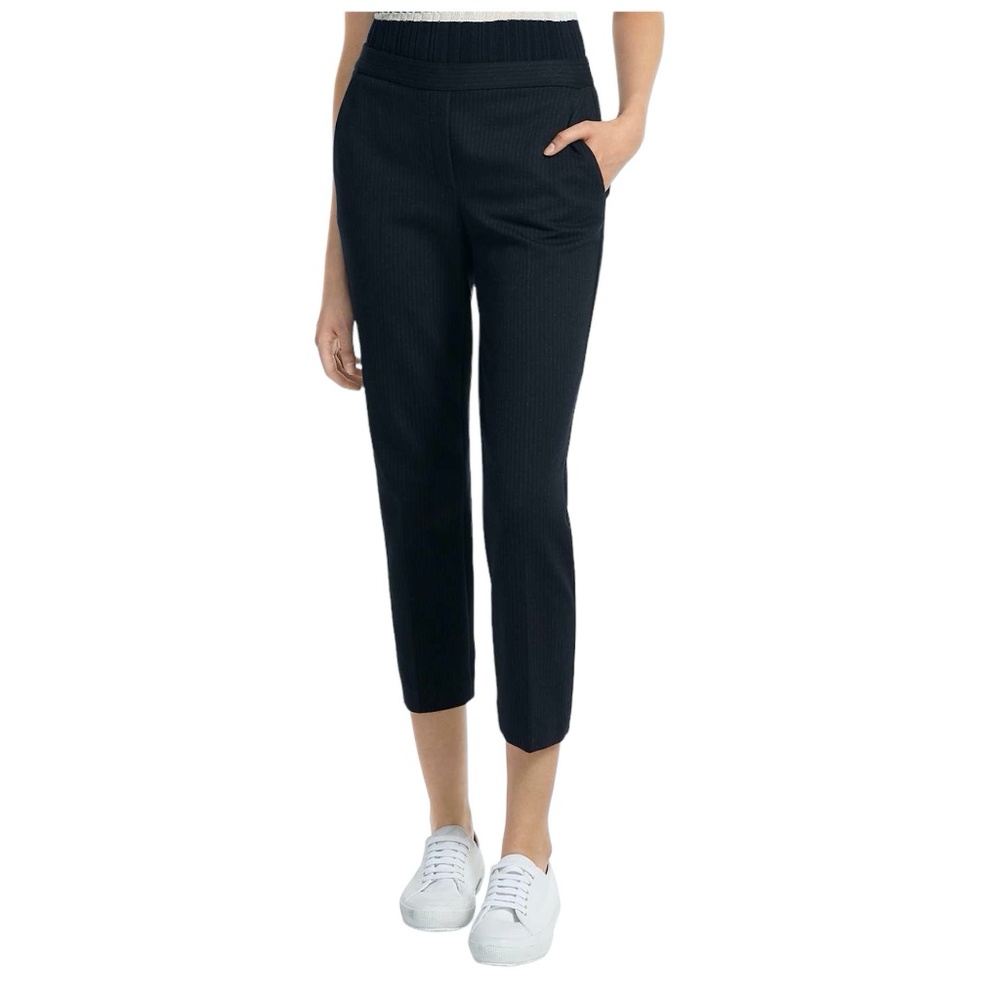 THEORY NAVY PINSTRIPE TREECA PULL ON PANTS - NWT